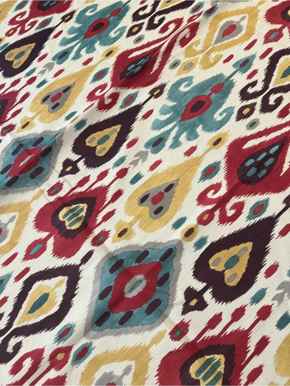 Pier 1 Imports pair of Patterned brass Grommet IKAT Curtain Panels 50” X 84”